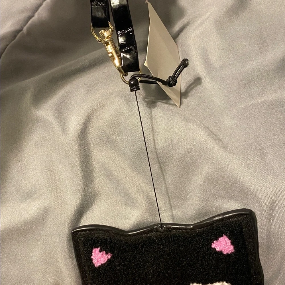Black Cat Wristlet Card Holder with Pink Accents